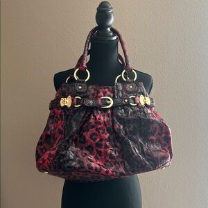 Carlos by Carlos Santana Red and Black Leopard Shoulder Bag